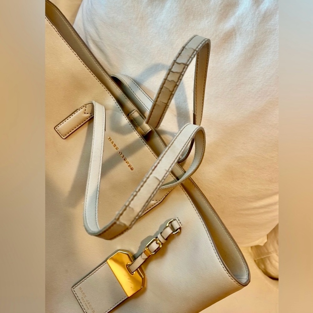 Marc Jacobs Sidekick Tan Luggage Tag 2019SS Plain Gold Leather Logo Purse Tote - Picture 8 of 14